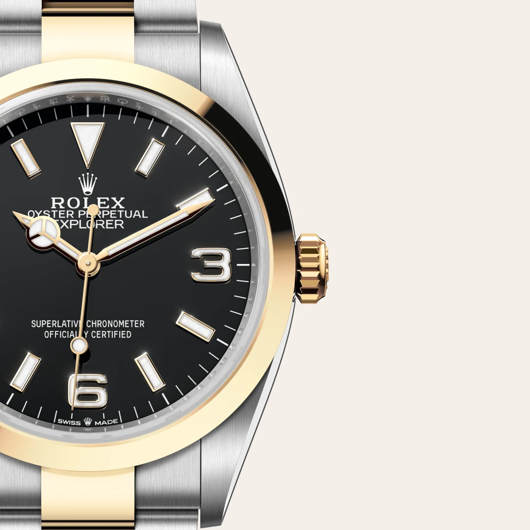 Rolex Explorer in Rolesor amarillo —combinación de acero Oystersteel y oro amarillo, M124273-0001 Vendemmia Joyero